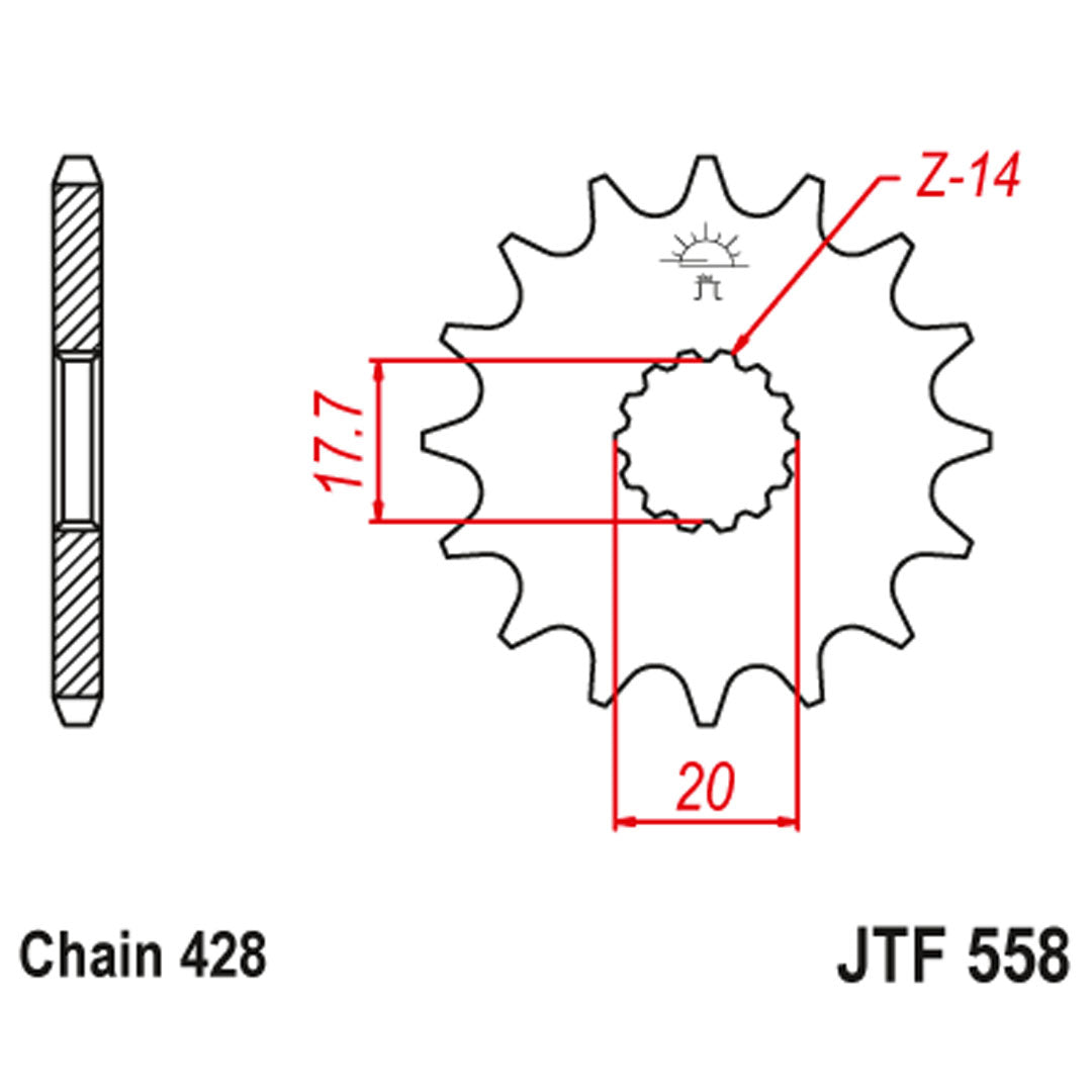 front-sprocket-jt-sprockets-yamaha-yz-85-2002-2025-jtf558-tecnical