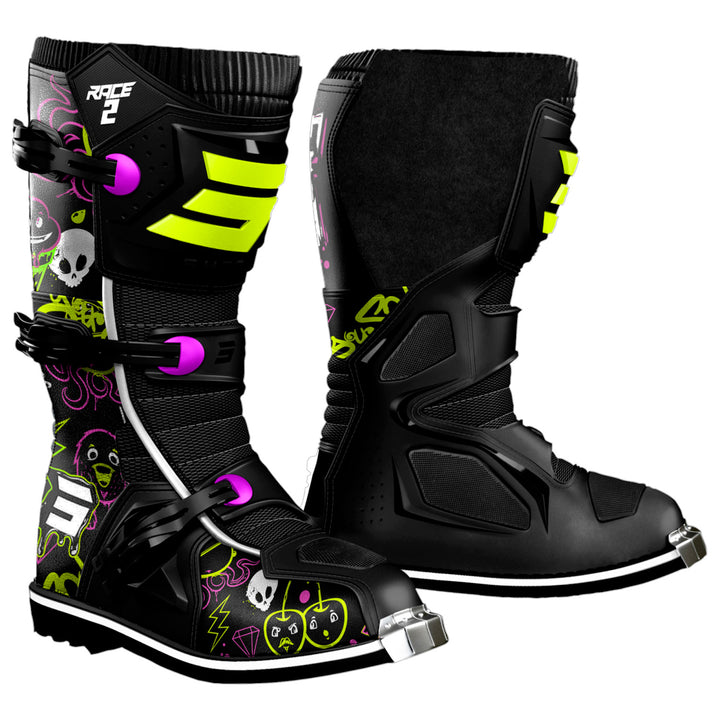 SHOT RACE 2 KID CARTOON BLACK KIDS BOOTS