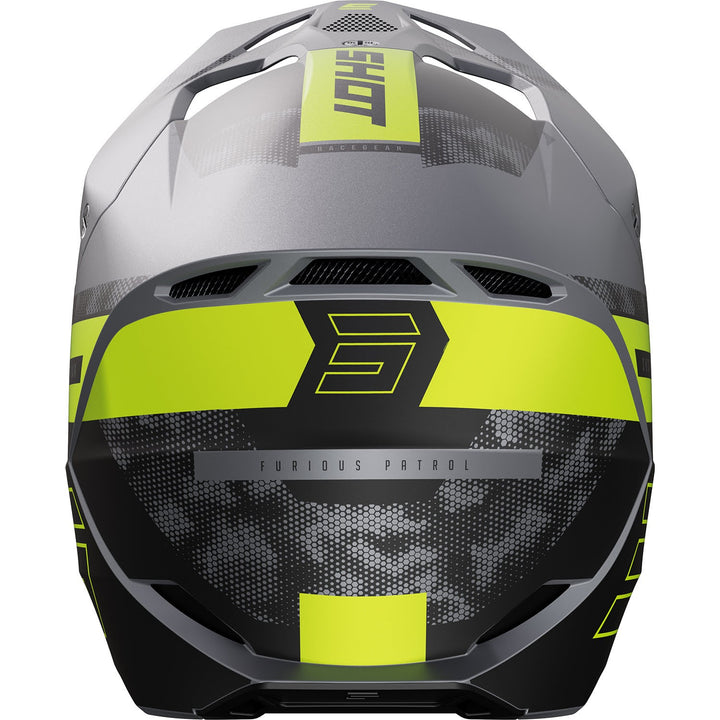 capacete-shot-furious-patrol-cinza-amarelo-neon-mate-back