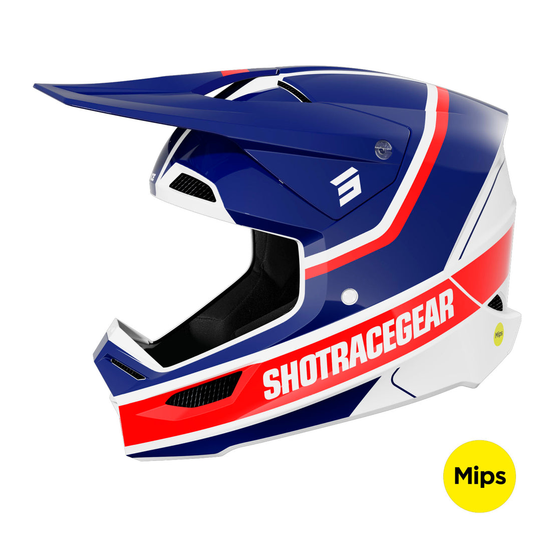 CASQUE SHOT RACE MYTHIC BLEU/ROUGE BRILLANT – Team Mx AG57