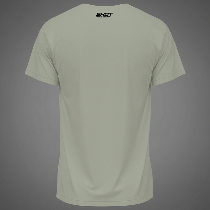 T-shirt crew kaki back - grey garage background