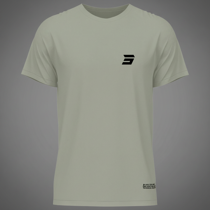 T-shirt crew kaki front - grey garage background