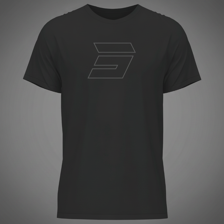 T-shirt urban black front - grey garage background