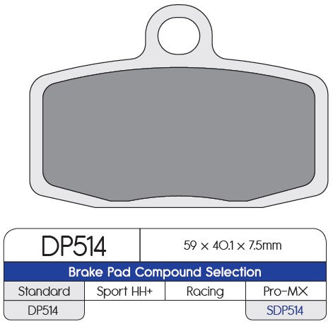 BRAKE PADS SINTERIZED FRONT DP BRAKES SDP514